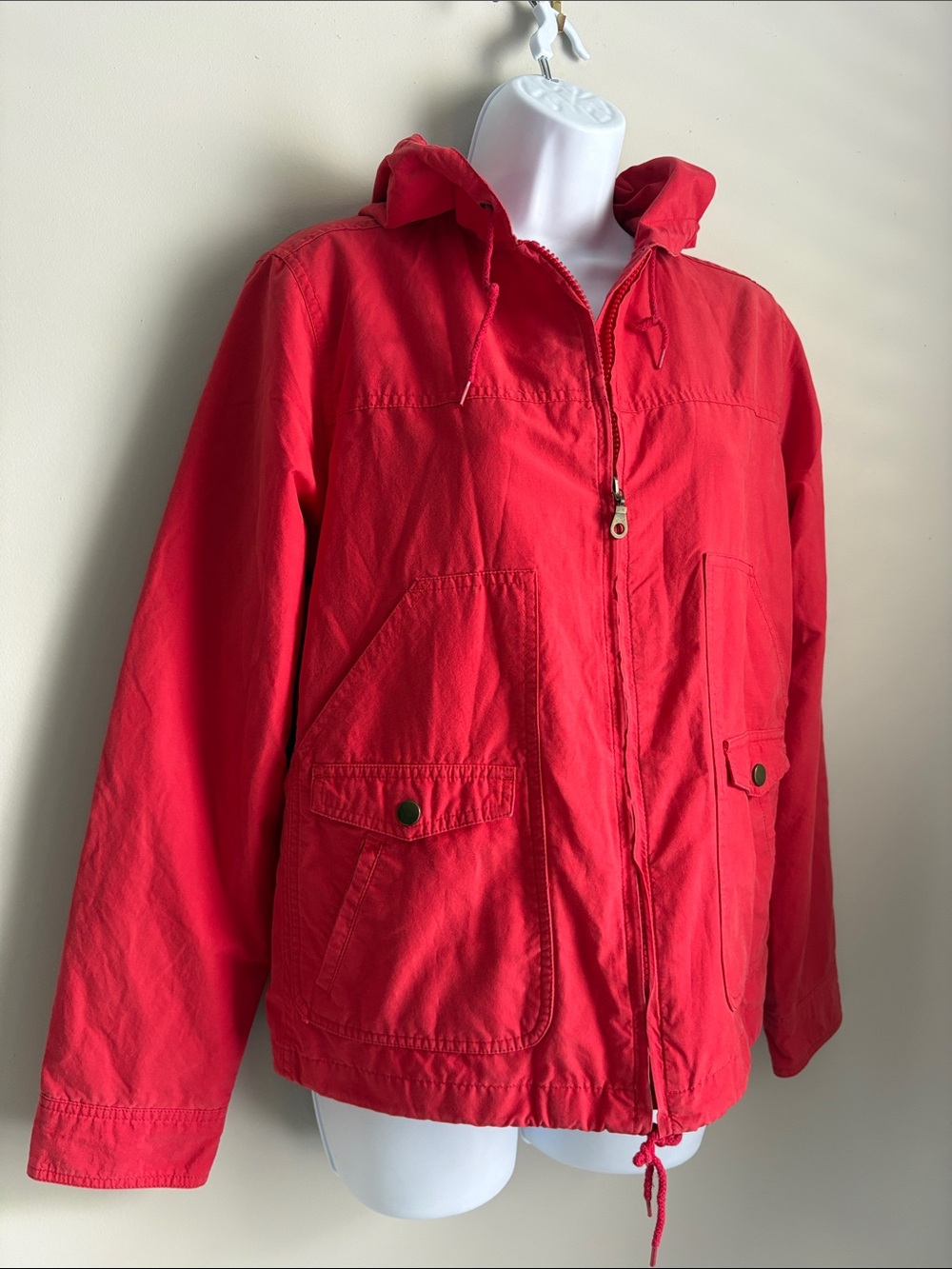 Bright Red Vintage Larry Levine Hooded Zip Jacket